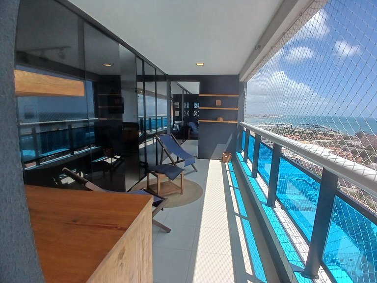 Praia de Iracema Vista Mar 3Q, Piscina, Academia