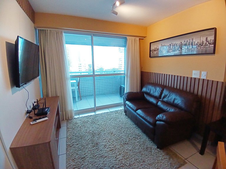 Apto 2Q Beach Class | Vaga + WiFi + Climatizado