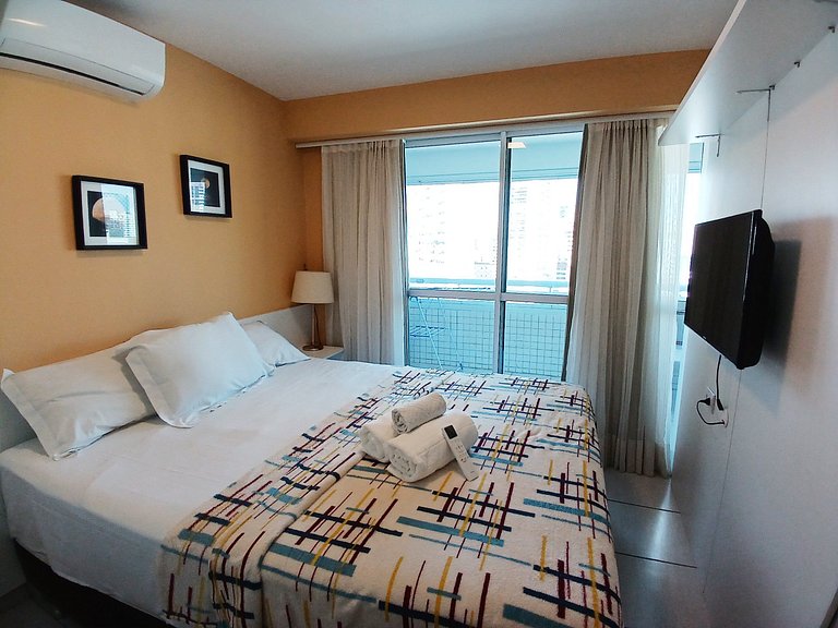 Apto 2Q Beach Class | Vaga + WiFi + Climatizado