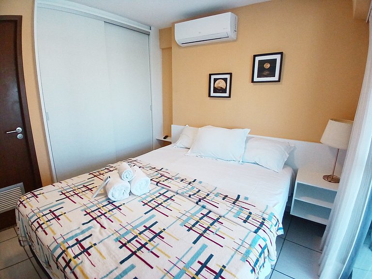 Apto 2Q Beach Class | Vaga + WiFi + Climatizado