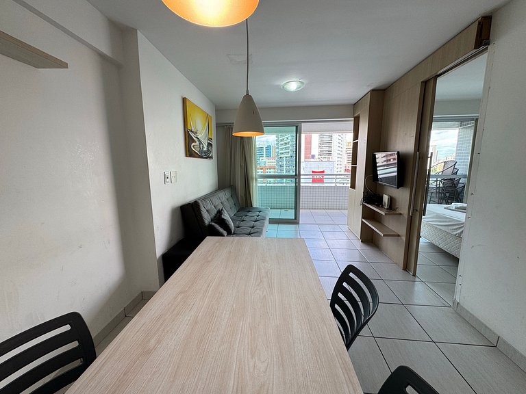 1304T1 Beach Class 2Q Vista Cidade Andar Alto