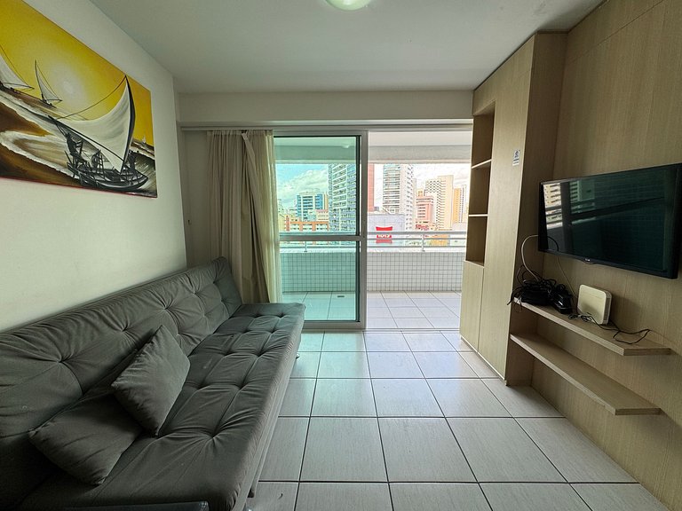 1304T1 Beach Class 2Q Vista Cidade Andar Alto